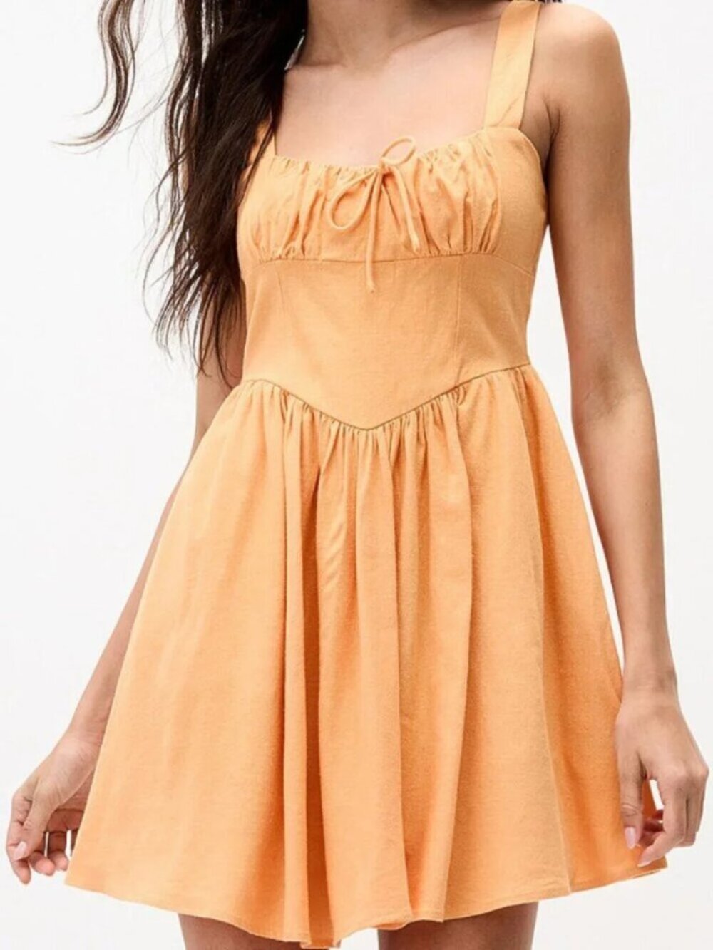 NWT Linen-blend bustier-effect minidress